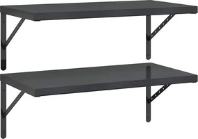 vidaXL Rafturi de perete 2 buc., 75x40 cm, negru oțel inoxidabil