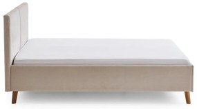 Pat matrimonial bej tapițat cu somieră 140x200 cm Piano – Meise Möbel