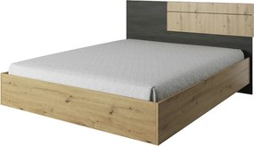Cadru pat BAFRA 160x200, stejar artisan/pin negru, DTD laminat