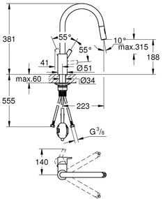 GROHE FEEL 31486001 - Baterie pentru chiuvetă de bucătărie, crom lucios