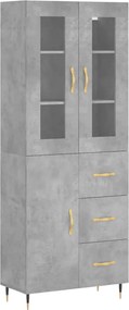 vidaXL Dulap înalt, gri beton, 69,5x34x180, lemn compozit