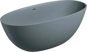 Cada freestanding Omnires Shell M+ compozit gri mat cenusa 160x75 cm cu preaplin