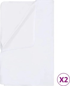 vidaXL Protecții saltea impermeabile, 2 buc., alb, 140x200 cm, bumbac