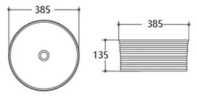 Lavoar pe blat alb lucios 39 cm, rotund, Fluminia Theia