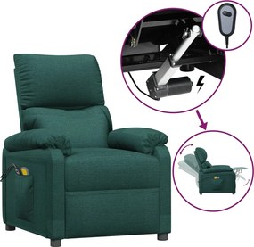 vidaXL Fotoliu de masaj electric, verde închis, material textil