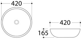 Sapho - Lavoar DALMA pentru blat, Ø 42 cm, ceramică/Carrara/alb