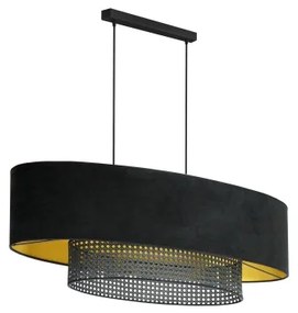 Lustră pe cablu Duolla DOUBLE OVAL RATTAN 2xE27/15W/230V negru/ratan