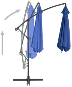 Umbrela suspendata cu stalp din aluminiu, albastru, 300 cm Albastru