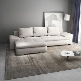 Colțar extensibil dumonde cu ladă de depozitare si sezut confortabil din spuma high-density, Leonardo Enjoy Bej 260x185 cm