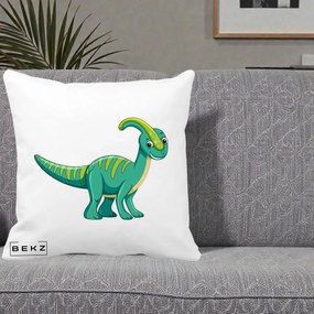 Perna Decorativa Parasaur Verde, 40x40 cm, Alba Mata, Husa Detasabila, Perna Inclusa, BEKZ®