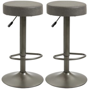 HOMCOM Scaune de Bar, 2 piese, Pivotante Reglabile, Suportă până la 120 kg, Design Modern, Culoare Gri, 35x36x64-85 cm | Aosom România