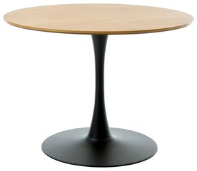 Masă de dining rotundă cu blat cu aspect de lemn de stejar ø 100 cm Cesura – Unique Furniture