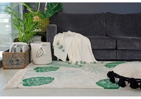 Covor pentru copii verde/crem lavabil/țesut manual din bumbac 140x200 cm Tropical Green – Lorena Canals