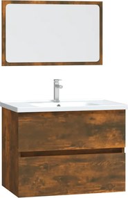 vidaXL Set mobilier de baie, 2 piese, stejar fumuriu, lemn prelucrat