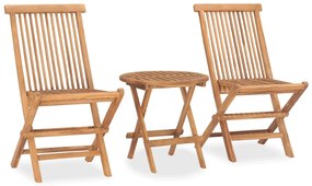 vidaXL Set mobilier de exterior pliabil, 3 piese, lemn masiv tec