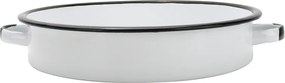 Tava rotunda emailata cu manere Rosberg R51222PR16, Ø16x4,5 cm, Alba
