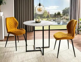 Masa rotunda Alto II marmura alba/negru ø80/h76 cm