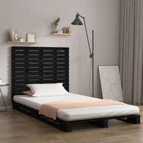 824667 vidaXL Tăblie de pat pentru perete, negru 106x3x91,5 cm lemn masiv pin