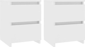 vidaXL Noptiere, 2 buc., alb, 30x30x40 cm, lemn prelucrat