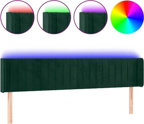 vidaXL Tăblie de pat cu LED, verde închis, 163x16x78/88 cm, catifea
