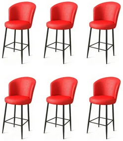 Set de scaune de bar Uras Red and Black, 6 buc., 6 buc.