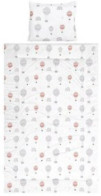 Lorelli - Lenjerie 3 piese Cosy , Baloons, din Bumbac, 150x100 cm, Gri