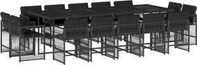 vidaXL Set mobilier de grădină cu perne, 15 piese, negru, poliratan