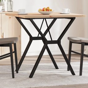 vidaXL Masă bucătărie, cadru Y, 80x80x75,5 cm lemn masiv pin și Oţel