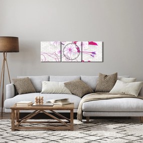 Tablou cu creangă înflorită (cu ceas) (90x30 cm)