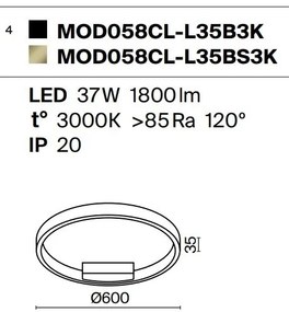 Plafoniera LED design modern Rim alama 60cm, 3000K