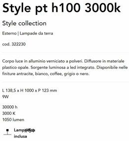 Stalp LED iluminat exterior Style pt h100 3000k negru