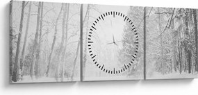 Tablou - Pier de lemn în timpul iernii (cu ceas) (90x30 cm)