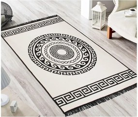 Covor reversibil Cihan Bilisim Tekstil Mandala, 120 x 180 cm, bej-negru