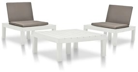 Set mobilier de gradina, 3 piese, alb, plastic Alb, 3, Da