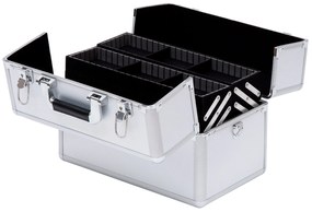 HOMCOM Cutie de Machiaj în 3 Nivele, Geantă Profesională pentru Cosmetică, 36,5x24x29 cm, Argintiu | Aosom Romania