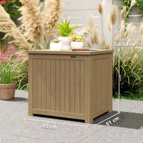 Outsunny Bancă de Exterior 130L, Capac, Cutie Lemn cu Balamale și Curea | Aosom Romania