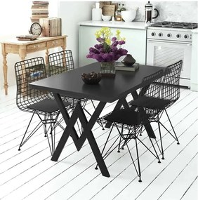 Set Masa Bucatarie cu 4 Scaune , negru,120x80x75 cm, 30050SET