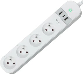 Prelungitor inteligent cu întrerupător Retlux 4Z + 2xUSB-A+1xUSB-C 1,5m Wi-Fi Tuya alb