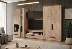 Mobilier living Male – 320x50x200 cm – Stejar Artisan / Negru