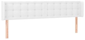 Tablie de pat cu LED, alb, 163x16x78 88 cm, piele ecologica 1, Alb, 163 x 16 x 78 88 cm