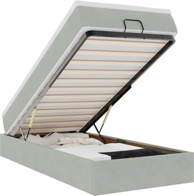 vidaXL Cadru de pat otoman cu saltea Gri deschis 90x190cm catifea