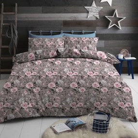 Lenjerie de pat din bumbac PINK FLOWERS maro Dimensiune lenjerie de pat: 70 x 90 cm | 140 x 200 cm