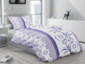Lenjerie de pat din bumbac flanelat Culoare Alb / Violet, Viktoria