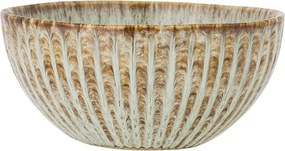 Bol din ceramică artizanală verde perlat cu striații fine și accente rustice, 200 ml, 11×5,5 cm, „Fleur"