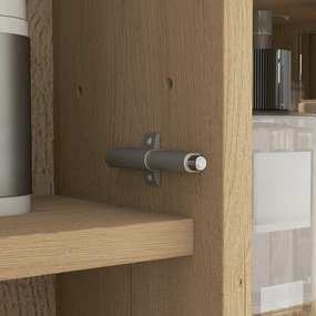 HOMCOM Dulap de perete baie cu oglindă, 52 x 24,5 cm cu 6 compartimente deschise și raft reglabil, stejar | Aosom Romania
