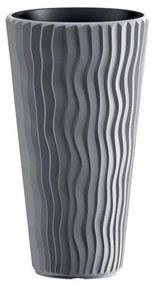 Ghiveci decorativ de flori, rotund, inalt, gri, 29.7x53.1 cm, Sandy