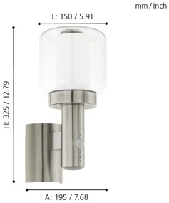 Eglo 95017 - Corp de iluminat perete exterior cu senzor POLIENTO 1xE27/40W