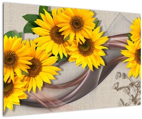 Tablou - Flori strălucitoare de floare soarelui (90x60 cm)