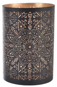 InDecor Suport de lumânări din metal Mandala negru, 12 x 18 cm, M
