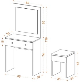 Măsuță de toaletă Nesuvi (alb + auriu) . 1094116